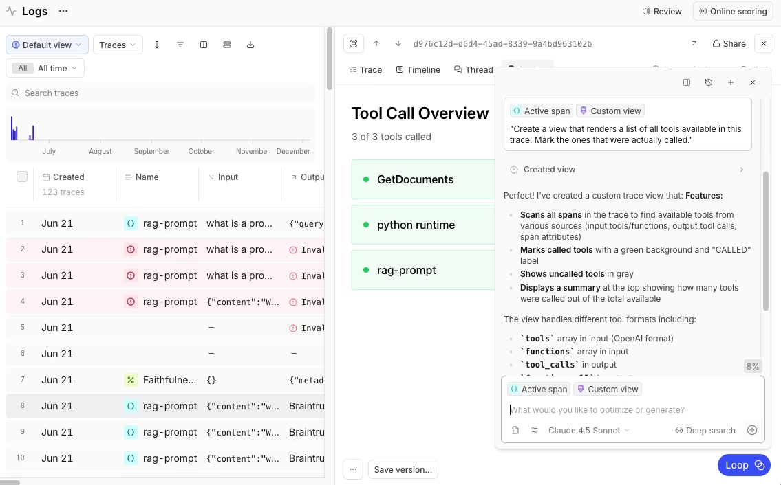 Braintrust Loop AI assistant